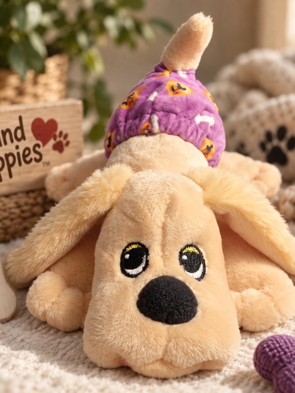 Plush Dog Toy with Purple Pajamas - Brand